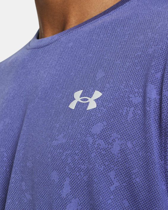 Men's UA Launch Splatter Short Sleeve, Purple, pdpMainDesktop image number 2